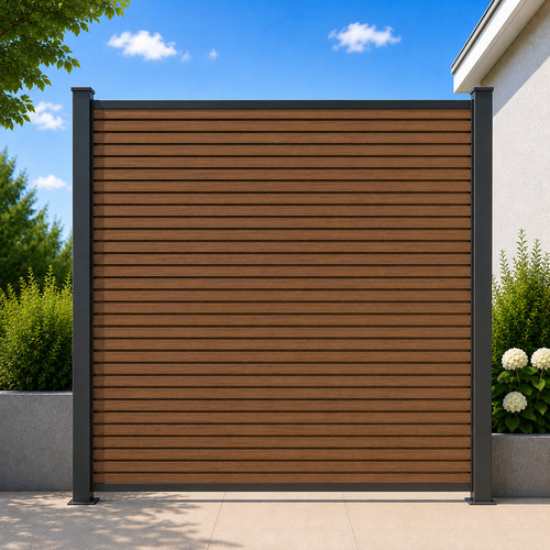 Wpc sichtschutzzaun teak braun - sichtschutzzaun, teak-braun