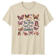 Butterfly Take The Risk T-Shirt, Boho Vintage Style, Erwachsene Grafik Tee