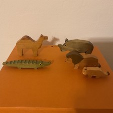 5 handbemalte Holztiere der