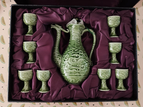 Chinesisches wein set seladon - wein,