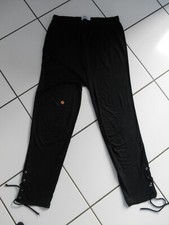 schwarze Damen Gymnastikhose, Leggings mit Schnürung am Bein Gr XL
