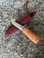 Helle Norway Jagdmesser Skinnermesser 9 cm Edelstahl Maserbirke + Lederscheide