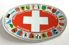 Souvenir-Aufkleber Schweiz Flagge Wappen 24 Kantone Suisse Svizzera 80s Oldtimer