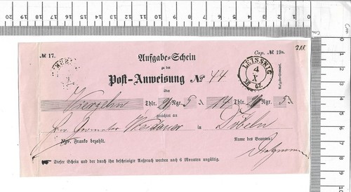 1867 aufgabe schein post - aufgabe,
