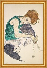 Sitzende Frau mit hochgezogenem Knie Adele Harms Egon Schiele B A3 01633 Gerahmt
