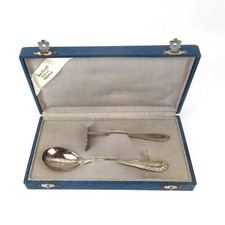 Lutz & Weiss Tauf-Set aus 800er Silber Löffel + Breischieber Ungraviert ca. 1900