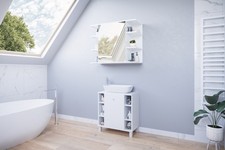 Wandregal mit spiegel Badezimmerregal Spiegelschrank Badspiegel Regal 80x20x65