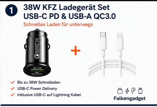 38w kfz ladegerät usb qc - kfz,