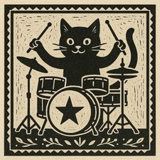 Katzen Linoldruck Linolschnitt