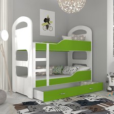 Hochbett 80x160 Etagenbett Kinderbett Bett Matratze Bettkasten DOMI Farbauswahl