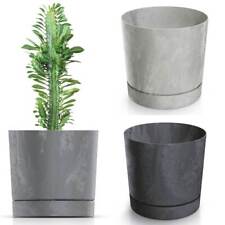 Blumentopf Blumenkübel Übertopf Rund Beton Effect mit Untersetzer Pflanzkübel 