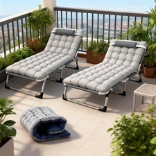 2 IN 1 Campingbett Sonnenliege Klappbar mit Kissen Feldbett Liege Gastebett DE