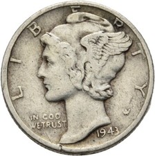 USA Liberty One Dime 1943