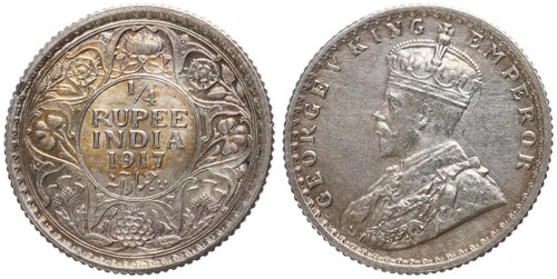 Indien india 4 rupee - india, 1917