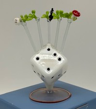 Lauscha Glas Würfelständer Cocktailspieße Hohlglas Mid Century 1950er Rockabilly