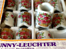 12 Funny Design Porzellan Rosen Blumen Dekor Mini Leuchter Kerzenständer in OVP