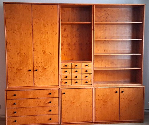Schrankwand birke holz - birke/holz, orange