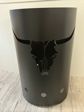 Feuertonne  Fass aus Stahl Schwarz, mit Stierkopf Ø 570mm Höhe 900mm (R6-A1