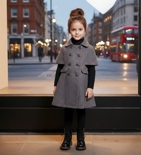 LAVANZEY Mädchen Kaschmir langer Mantel - weinrot Baby Puppe Cape (3-9 Jahre)