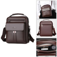 Herren Schultertasche Umhängetasche PU-Leder Handtasche Messenger Tasche Braun