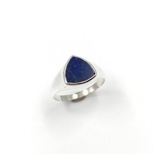 925 Silber Bandring  Lapislazuli Herren Schmuck Siegel Ring blau 21.0mm / 66