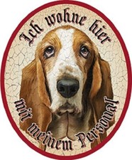 Hund Basset + Nostalgieschild