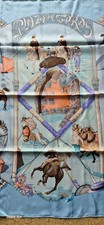 HERMES PLAZA de TOROS  100 % Seidentuch 90 x 90 cm. hellblau H. de Watrigant