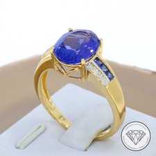 Wert: 1.550,- Brillant Saphir Tansanit Ring 585 / 14 Kt Gold XXYY