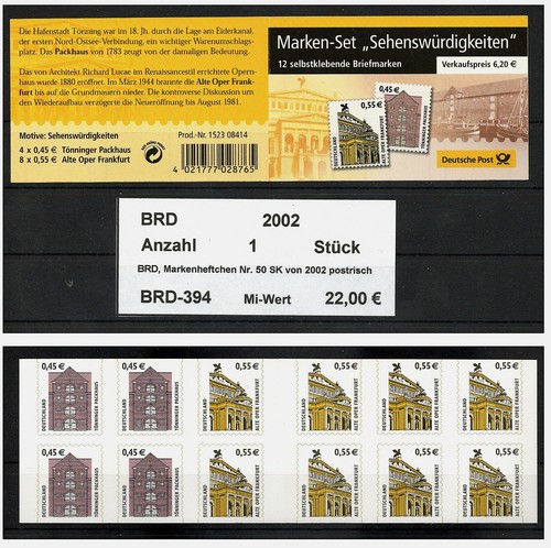 Brd markenheftchen von 2002 - von,