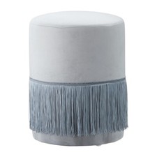 Samthocker mit Fransen Grau