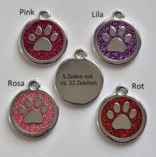 2 x Hundemarke Pfote Glitter