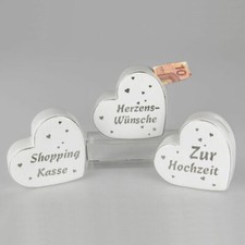 Spardose Herz 15 cm weiß mit