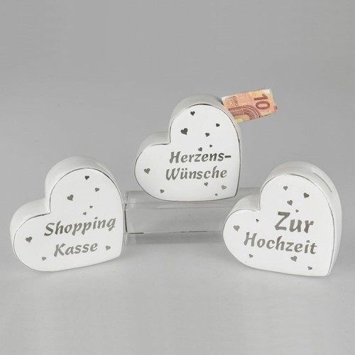 Spardose herz weiß mit - 15,