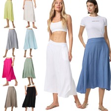 Leinen Sommer Maxirock Damen