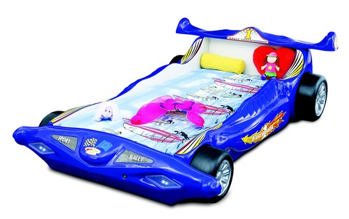 Blaues rennauto kinderbett - blaues,