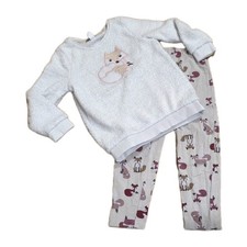 Schlafanzug Gr. 110/116 m. kuscheligem Oberteil m. Fuchsstickerei