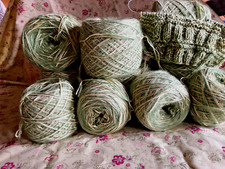 1550g 2fädige Bobbel  sehr weich, 1x creme Bw-Chenille+ 1xgrün gebürstetes Acryl