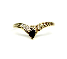 375 Gelbgold Ring Saphir Diamant 0,02 ct. H / VS Damenring RW 58