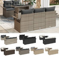 Garten Sofasatz hellgraues Gartensofa außen Sitzgelegenheit Poly Rattan Outdoor 
