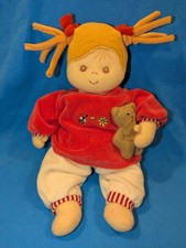 STERNTALER SPIELPUPPE MAGDALENA MÄDCHEN GIRL  SOFT DOLL ROT WEISS 30 CM Rassel