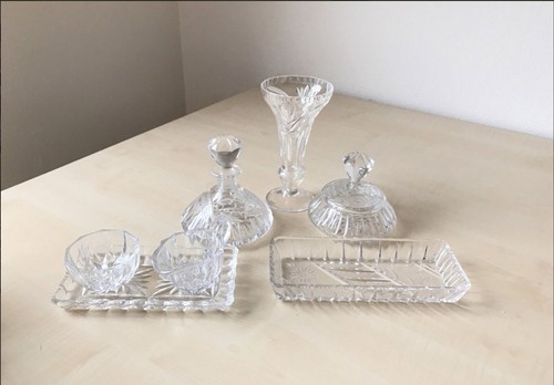 Kristall service glas tablett - service,