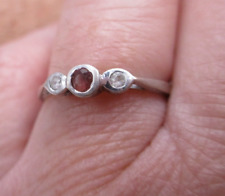 Zierlicher Damen Ring 925 Sterlingsilber Granat weißer Topas  Rg 56/16