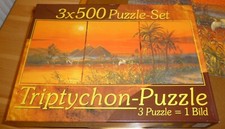 3 x 500 Teile Triptychon-Puzzle "Pyramiden.", vollständig, TOP