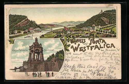 Lithographie porta westfalica - lithographie,