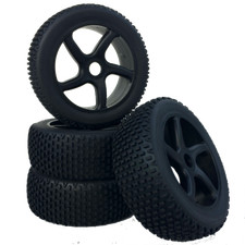 Buggy Reifen Felgen Set 1/8 Virus mit 5-Speichenfelge schwarz 4 Stk partCore