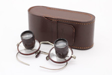 Antike Busch Fernglasbrille Brille D.R.G.M. braun Vintage alt mit Etui