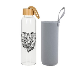 Glasflasche BAMBOO mit Blume