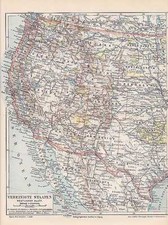 Amerika USA Weststküste Kalifornien LANDKARTE 1897 Texas Indianer Reservate