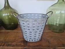 A3660 Olivenkorb Eisenkorb OLIVENEIMER verzinkt | olive bucket | Zinkwanne OVAL