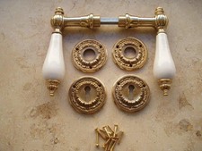 Antik Türdrücker Messing Poliert Türklinke BB Rosetten Türgriffe Türbeschlag W8P